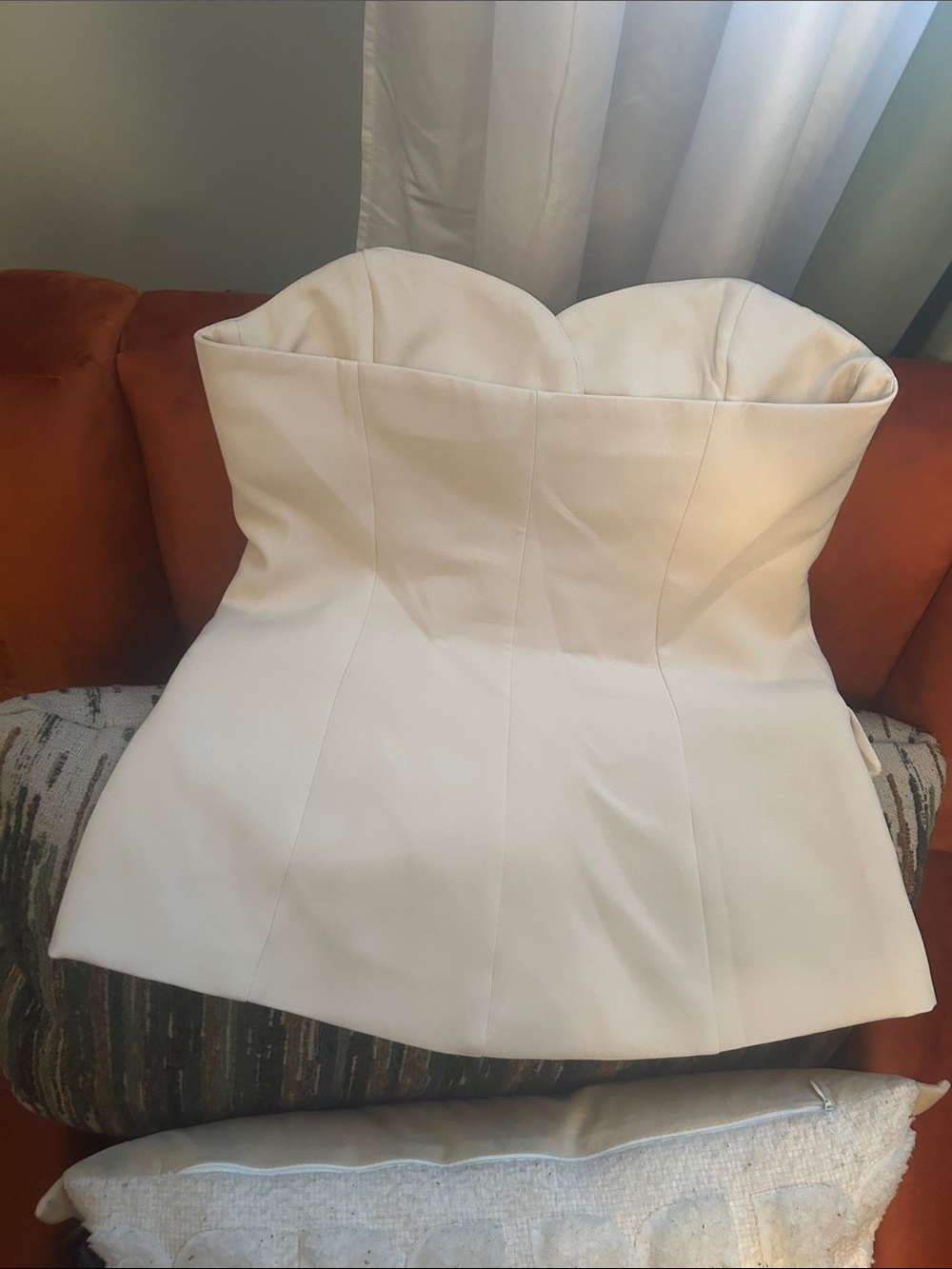 Zara Cream Strapless Buttoned Jumpsuit Set - Picture 6 of 14